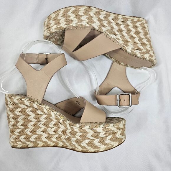 Sigerson Morrison Arien Platform Wedge Espadrille Sandals in Beige Nude - Size 7 - Picture 9 of 12